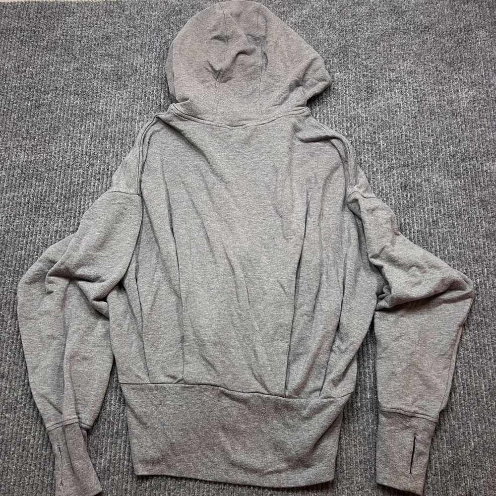 Athleta Balance Luxe Full Zip Hoodie Grey Heathered Sweatshirt XS crop pleated - Picture 5 of 8